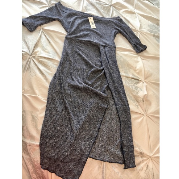 🆕 Sexy Dark Grey knit Slit Dress - Picture 2 of 3